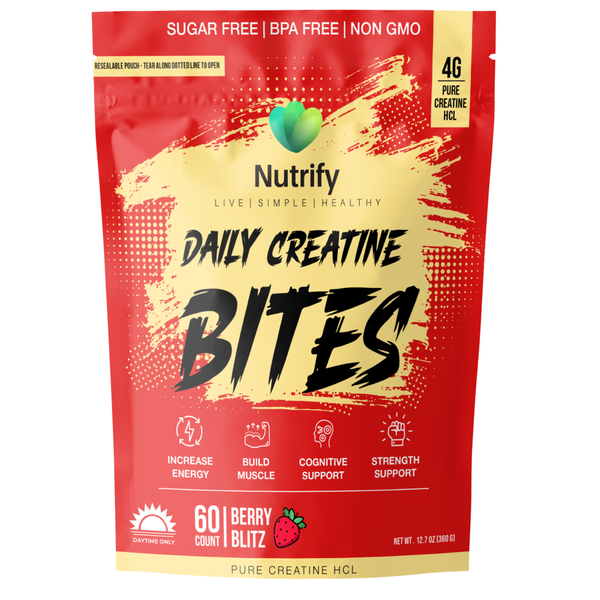 Nutrify Daily Creatine Bites – 60 Count Monohydrate & HCL