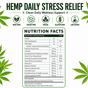 Hemp Daily Stress Relief Gummies – 120 Count