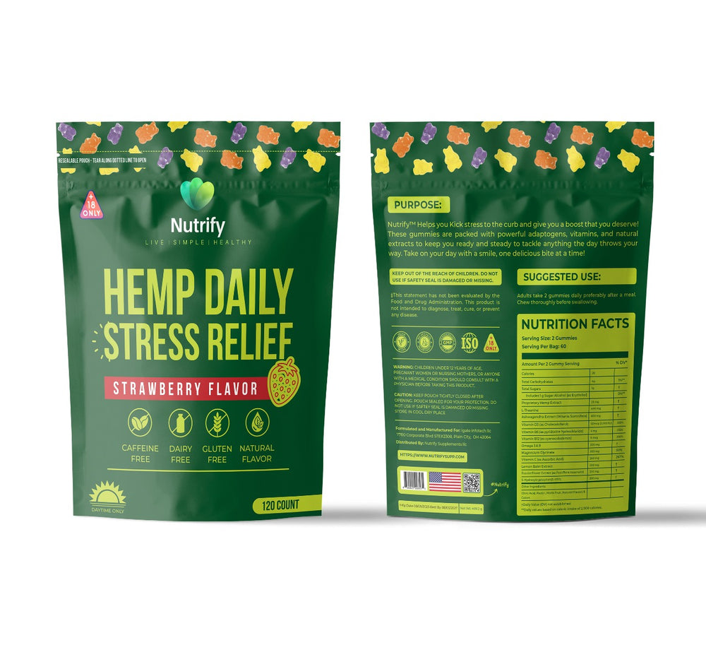 Hemp Daily Stress Relief Gummies – 120 Count